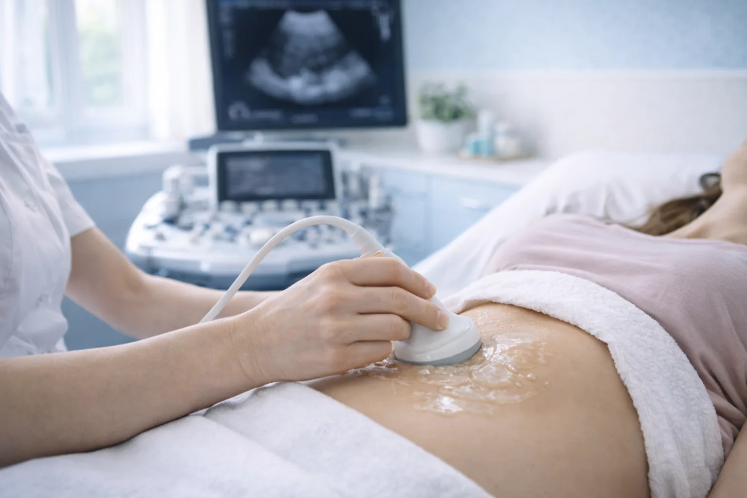 Women’s abdominal ultrasound scan in a private clinic