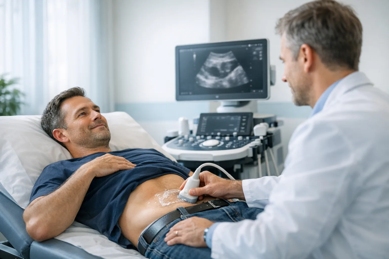 Men’s full body screening ultrasound in a private clinic
