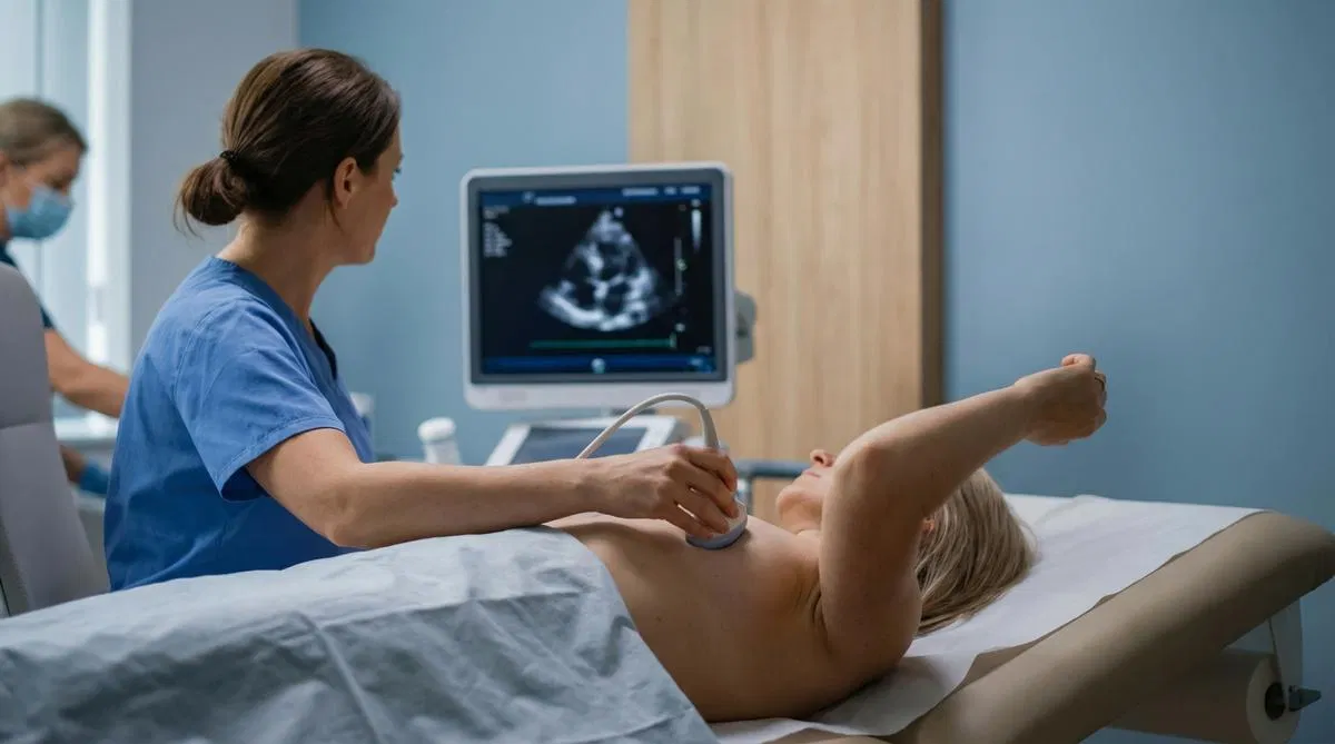 Sonographer performing an echocardiogram ultrasound scan
