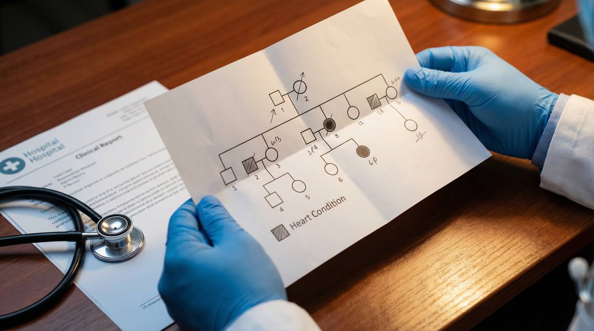 Doctor discussing inherited cardiac condition genetic results with a patient and family member